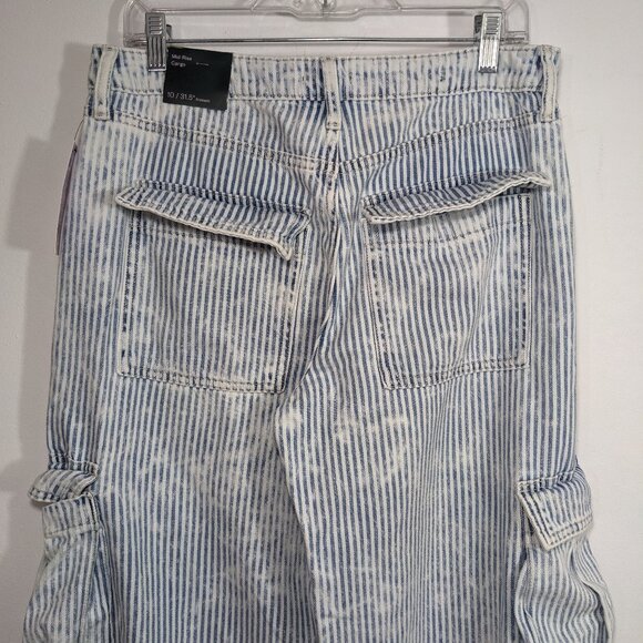 Wild Fable Pants Women 10R Striped Mid-Rise Baggy Cargo 90s Y2K Utility Wide Leg - Picture 11 of 12